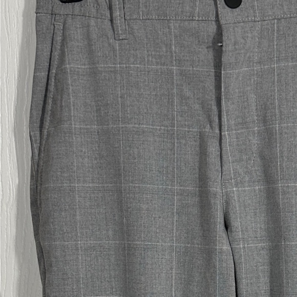 Zara size small gray/white windowpane pants, side slash pockets, elastic waist - Picture 2 of 8